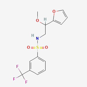 molecular formula C14H14F3NO4S B2492958 N-(2-(furan-2-yl)-2-methoxyethyl)-3-(trifluoromethyl)benzenesulfonamide CAS No. 1788784-16-6