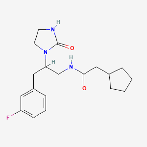 molecular formula C19H26FN3O2 B2492970 2-cyclopentyl-N-(3-(3-fluorophenyl)-2-(2-oxoimidazolidin-1-yl)propyl)acetamide CAS No. 1421494-85-0