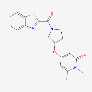molecular formula C19H19N3O3S B2492972 4-((1-(benzo[d]thiazole-2-carbonyl)pyrrolidin-3-yl)oxy)-1,6-dimethylpyridin-2(1H)-one CAS No. 2034388-99-1