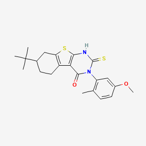 molecular formula C22H26N2O2S2 B2492979 7-叔丁基-3-(5-甲氧基-2-甲基苯基)-2-硫代-5,6,7,8-四氢-1H-[1]苯并噻唑并[2,3-d]嘧啶-4-酮 CAS No. 744242-01-1