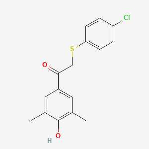 molecular formula C16H15ClO2S B2492986 2-[(4-Chlorophenyl)sulfanyl]-1-(4-hydroxy-3,5-dimethylphenyl)-1-ethanone CAS No. 344279-12-5