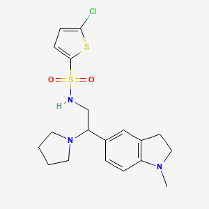 molecular formula C19H24ClN3O2S2 B2492989 5-chloro-N-(2-(1-methylindolin-5-yl)-2-(pyrrolidin-1-yl)ethyl)thiophene-2-sulfonamide CAS No. 946343-04-0