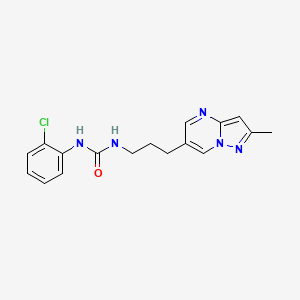 molecular formula C17H18ClN5O B2492997 1-(2-Chlorophenyl)-3-(3-(2-methylpyrazolo[1,5-a]pyrimidin-6-yl)propyl)urea CAS No. 1788677-33-7