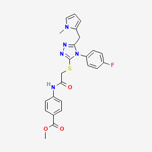 molecular formula C24H22FN5O3S B2493002 Methyl 4-[[2-[[4-(4-fluorophenyl)-5-[(1-methylpyrrol-2-yl)methyl]-1,2,4-triazol-3-yl]sulfanyl]acetyl]amino]benzoate CAS No. 847394-01-8