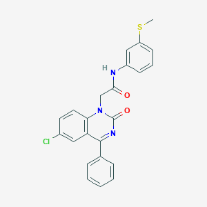 molecular formula C23H18ClN3O2S B2493027 2-(6-chloro-2-oxo-4-phenylquinazolin-1(2H)-yl)-N-(3-(methylthio)phenyl)acetamide CAS No. 932452-82-9