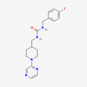 molecular formula C18H22FN5O B2493047 1-(4-Fluorobenzyl)-3-((1-(pyrazin-2-yl)piperidin-4-yl)methyl)urea CAS No. 1396715-85-7
