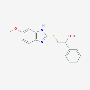 molecular formula C16H16N2O2S B249305 2-[(5-methoxy-1H-benzimidazol-2-yl)sulfanyl]-1-phenylethanol 