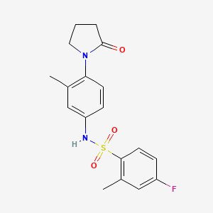 molecular formula C18H19FN2O3S B2493052 4-氟-2-甲基-N-(3-甲基-4-(2-氧代吡咯烷-1-基)苯基)苯磺酰胺 CAS No. 941890-98-8