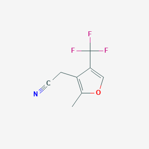 molecular formula C8H6F3NO B2493053 2-[2-Methyl-4-(trifluoromethyl)furan-3-yl]acetonitrile CAS No. 2107921-28-6