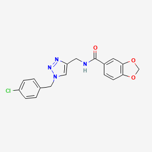 N-[[1-[(4-Chlorophenyl)methyl]triazol-4-yl]methyl]-1,3-benzodioxole-5-carboxamide