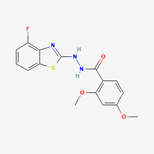 molecular formula C16H14FN3O3S B2493058 N'-(4-氟-1,3-苯并噻唑-2-基)-2,4-二甲氧基苯甲酰肼 CAS No. 851978-74-0