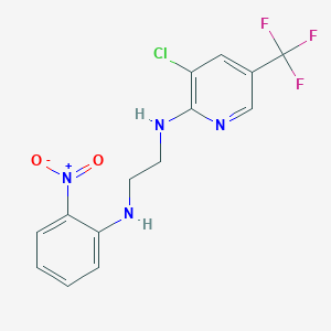 molecular formula C14H12ClF3N4O2 B2493059 N~1~-[3-chloro-5-(trifluoromethyl)-2-pyridinyl]-N~2~-(2-nitrophenyl)-1,2-ethanediamine CAS No. 338772-75-1