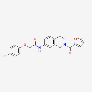 molecular formula C22H19ClN2O4 B2493062 2-(4-chlorophenoxy)-N-(2-(furan-2-carbonyl)-1,2,3,4-tetrahydroisoquinolin-7-yl)acetamide CAS No. 955740-88-2