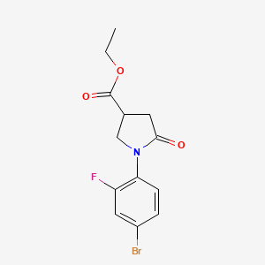 molecular formula C13H13BrFNO3 B2493064 乙酸1-(4-溴-2-氟苯基)-5-氧代吡咯啉-3-羧酸乙酯 CAS No. 1239731-93-1