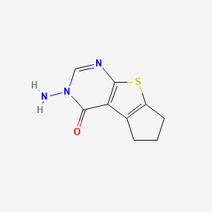 molecular formula C9H9N3OS B2493069 11-Amino-7-thia-9,11-diazatricyclo[6.4.0.0^{2,6}]dodeca-1(8),2(6),9-trien-12-one CAS No. 301683-74-9