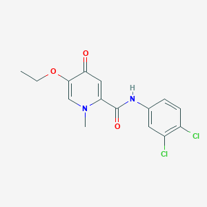 molecular formula C15H14Cl2N2O3 B2493075 N-(3,4-dichlorophenyl)-5-ethoxy-1-methyl-4-oxo-1,4-dihydropyridine-2-carboxamide CAS No. 1105220-97-0
