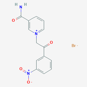 molecular formula C14H12BrN3O4 B2493078 3-(氨基羰基)-1-[2-(3-硝基苯基)-2-氧代乙基]吡啶-1-铵 CAS No. 1106744-32-4