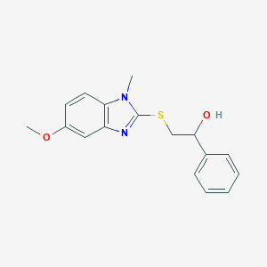 molecular formula C17H18N2O2S B249308 2-[(5-methoxy-1-methyl-1H-benzimidazol-2-yl)sulfanyl]-1-phenylethanol 