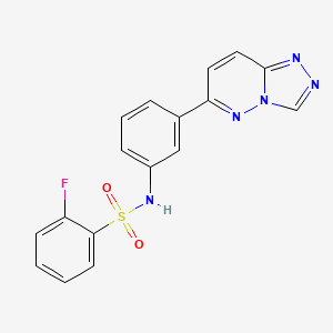 molecular formula C17H12FN5O2S B2493085 2-fluoro-N-[3-([1,2,4]triazolo[4,3-b]pyridazin-6-yl)phenyl]benzenesulfonamide CAS No. 894068-57-6