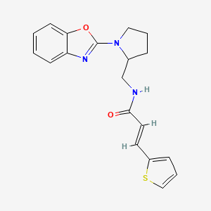 molecular formula C19H19N3O2S B2493089 (E)-N-((1-(苯并[d]噁唑-2-基)吡咯烷-2-基)甲基)-3-(噻吩-2-基)丙烯酰胺 CAS No. 1799250-78-4
