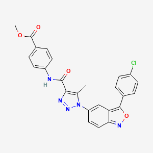 molecular formula C25H18ClN5O4 B2493092 甲酸甲酯4-(1-(3-(4-氯苯基)苯并[c]异噁唑-5-基)-5-甲基-1H-1,2,3-三唑-4-羧酰胺)苯甲酯 CAS No. 951897-24-8