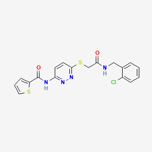 molecular formula C18H15ClN4O2S2 B2493093 N-(6-((2-((2-chlorobenzyl)amino)-2-oxoethyl)thio)pyridazin-3-yl)thiophene-2-carboxamide CAS No. 1021062-11-2