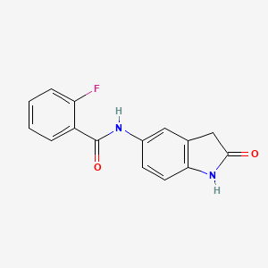 molecular formula C15H11FN2O2 B2493100 2-fluoro-N-(2-oxoindolin-5-yl)benzamide CAS No. 921814-18-8