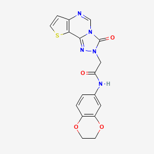 molecular formula C17H13N5O4S B2493103 Ethyl 4-{[(6-isopropyl-2-methylimidazo[2,1-b][1,3]thiazol-5-yl)sulfonyl]amino}benzoate CAS No. 1030104-28-9