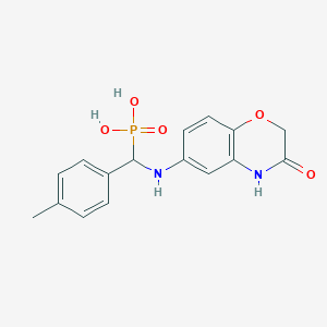 molecular formula C16H17N2O5P B2493105 [(4-methylphenyl)[(3-oxo-3,4-dihydro-2H-1,4-benzoxazin-6-yl)amino]methyl]phosphonic acid CAS No. 1955530-46-7