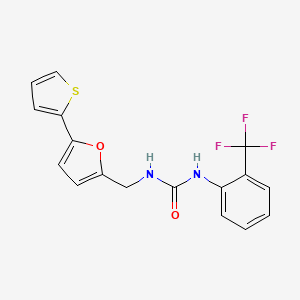 molecular formula C17H13F3N2O2S B2493115 1-((5-(Thiophen-2-yl)furan-2-yl)methyl)-3-(2-(trifluoromethyl)phenyl)urea CAS No. 2034250-43-4