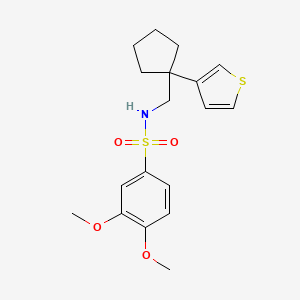molecular formula C18H23NO4S2 B2493117 3,4-二甲氧基-N-((1-(噻吩-3-基)环戊基)甲基)苯磺酰胺 CAS No. 2034600-55-8