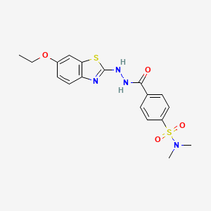 molecular formula C18H20N4O4S2 B2493124 4-(2-(6-ethoxybenzo[d]thiazol-2-yl)hydrazinecarbonyl)-N,N-dimethylbenzenesulfonamide CAS No. 851979-96-9