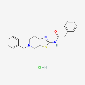 molecular formula C21H22ClN3OS B2493129 N-(5-benzyl-4,5,6,7-tetrahydrothiazolo[5,4-c]pyridin-2-yl)-2-phenylacetamide hydrochloride CAS No. 1189461-93-5