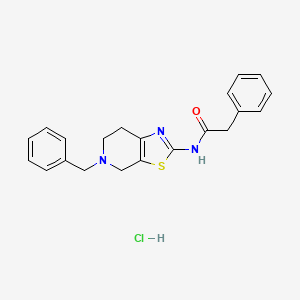 molecular formula C21H22ClN3OS B2493129 N-(5-ベンジル-4,5,6,7-テトラヒドロチアゾロ[5,4-c]ピリジン-2-イル)-2-フェニルアセトアミド塩酸塩 CAS No. 1189461-93-5