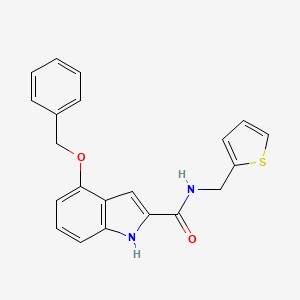 molecular formula C21H18N2O2S B2493135 4-(benzyloxy)-N-(thiophen-2-ylmethyl)-1H-indole-2-carboxamide CAS No. 1448133-71-8