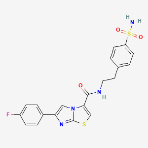 molecular formula C20H17FN4O3S2 B2493136 6-(4-fluorophenyl)-N-(4-sulfamoylphenethyl)imidazo[2,1-b]thiazole-3-carboxamide CAS No. 1049365-45-8