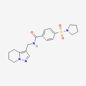 molecular formula C19H24N4O3S B2493141 4-(pyrrolidin-1-ylsulfonyl)-N-((4,5,6,7-tetrahydropyrazolo[1,5-a]pyridin-3-yl)methyl)benzamide CAS No. 2034265-47-7