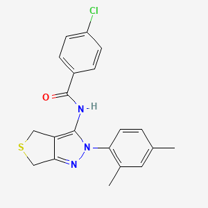 molecular formula C20H18ClN3OS B2493148 4-chloro-N-(2-(2,4-dimethylphenyl)-4,6-dihydro-2H-thieno[3,4-c]pyrazol-3-yl)benzamide CAS No. 396719-96-3