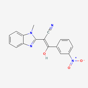 molecular formula C17H12N4O3 B2493149 (E)-2-(1-甲基-1H-苯并[d]咪唑-2(3H)-亚基)-3-(3-硝基苯基)-3-氧代丙腈 CAS No. 476279-57-9