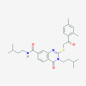 2-((2-(2,4-dimethylphenyl)-2-oxoethyl)thio)-N,3-diisopentyl-4-oxo-3,4-dihydroquinazoline-7-carboxamide