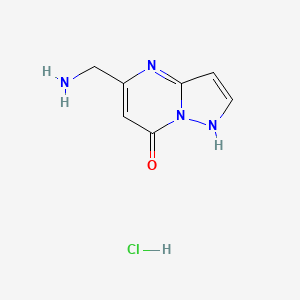 molecular formula C7H9ClN4O B2493162 5-(Aminomethyl)-1H-pyrazolo[1,5-a]pyrimidin-7-one;hydrochloride CAS No. 2204255-40-1