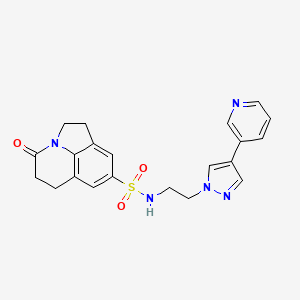 molecular formula C21H21N5O3S B2493164 11-oxo-N-{2-[4-(pyridin-3-yl)-1H-pyrazol-1-yl]ethyl}-1-azatricyclo[6.3.1.0^{4,12}]dodeca-4(12),5,7-triene-6-sulfonamide CAS No. 2097872-00-7