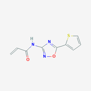 molecular formula C9H7N3O2S B2493168 N-(5-Thiophen-2-yl-1,2,4-oxadiazol-3-yl)prop-2-enamide CAS No. 2305455-90-5