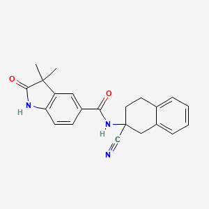 molecular formula C22H21N3O2 B2493169 N-(2-Cyano-3,4-dihydro-1H-naphthalen-2-yl)-3,3-dimethyl-2-oxo-1H-indole-5-carboxamide CAS No. 1945840-33-4
