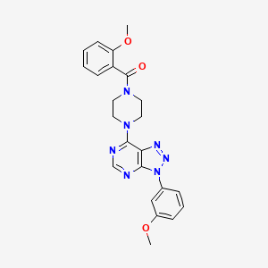 molecular formula C23H23N7O3 B2493172 (2-methoxyphenyl)(4-(3-(3-methoxyphenyl)-3H-[1,2,3]triazolo[4,5-d]pyrimidin-7-yl)piperazin-1-yl)methanone CAS No. 920184-41-4