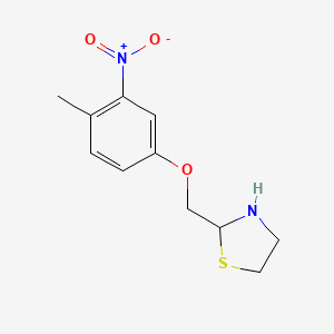 molecular formula C11H14N2O3S B2493176 2-[(4-Methyl-3-nitrophenoxy)methyl]-1,3-thiazolidine CAS No. 675828-47-4
