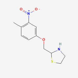 molecular formula C11H14N2O3S B2493176 2-[(4-甲氧基-3-硝基苯氧基)甲基]-1,3-噻唑烷 CAS No. 675828-47-4