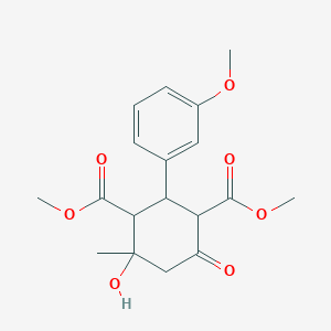 molecular formula C18H22O7 B249319 Dimethyl 4-hydroxy-2-(3-methoxyphenyl)-4-methyl-6-oxocyclohexane-1,3-dicarboxylate 