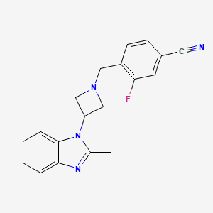 molecular formula C19H17FN4 B2493195 3-Fluoro-4-[[3-(2-methylbenzimidazol-1-yl)azetidin-1-yl]methyl]benzonitrile CAS No. 2380179-51-9