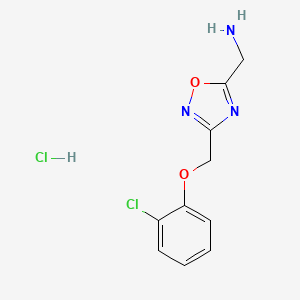 molecular formula C10H11Cl2N3O2 B2493196 (3-((2-Chlorophenoxy)methyl)-1,2,4-oxadiazol-5-yl)methanamine hydrochloride CAS No. 1245568-60-8